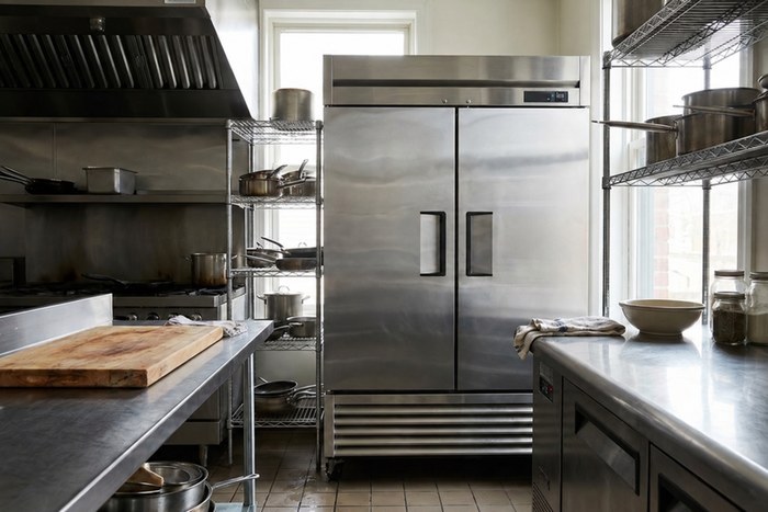 Two-door commercial refrigerator in an Atlanta commercial kitchen