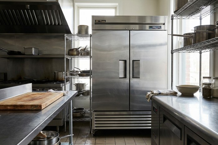 Two-door commercial refrigerator in an Atlanta commercial kitchen